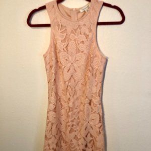 Francesca's ballet-pink lace dress with lace trim XS